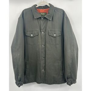 Eddie Bauer Jacket Mens Green Corduroy Lined Barn Chore Shirt Jacket XL Tall